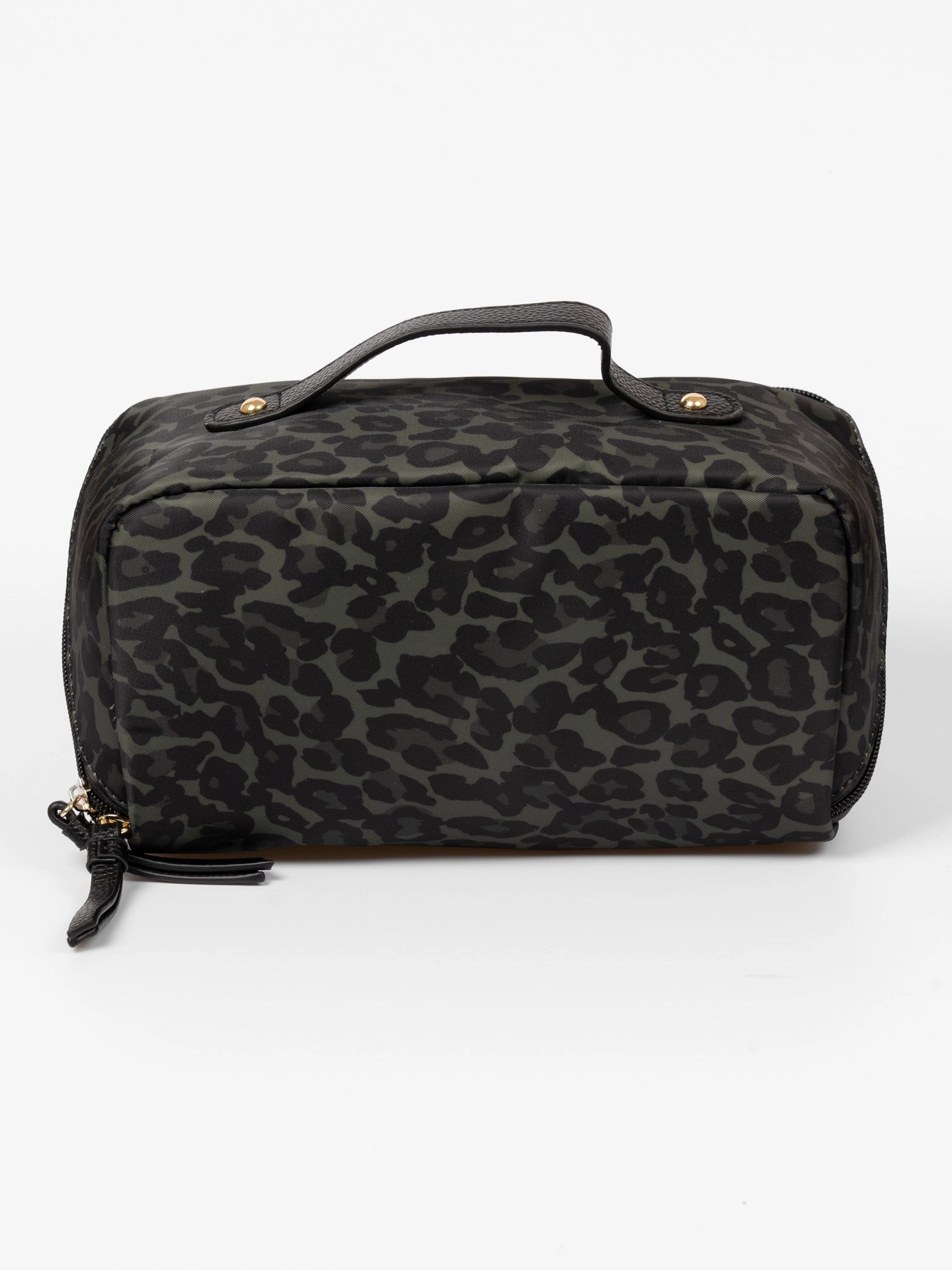 Thea Vanity Case - Khaki Leopard Print, Nylon/PU