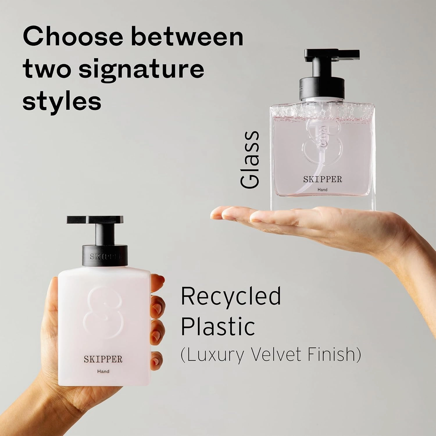 Tirtyl Skipper Hand Wash Single Kit Glass - 1 Glass Foaming Dispenser   3 Tablet Refills (3x 8 fl oz bottles of soap) - Variety Fragrances