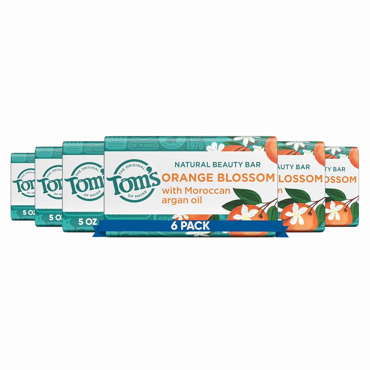 Tom's of Maine Natural Beauty Bar Soap, Orange Blossom With Moroccan Argan Oil, 5 oz. 6-Pack
