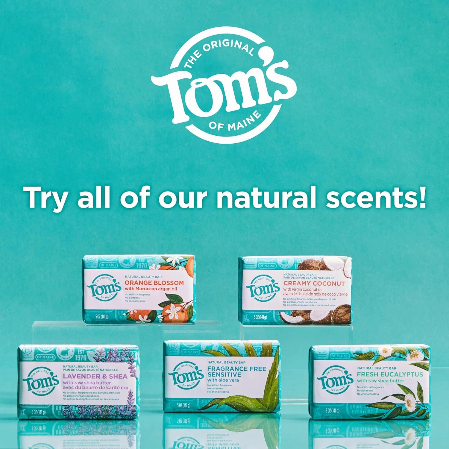 Tom's of Maine Natural Beauty Bar Soap, Orange Blossom With Moroccan Argan Oil, 5 oz. 6-Pack