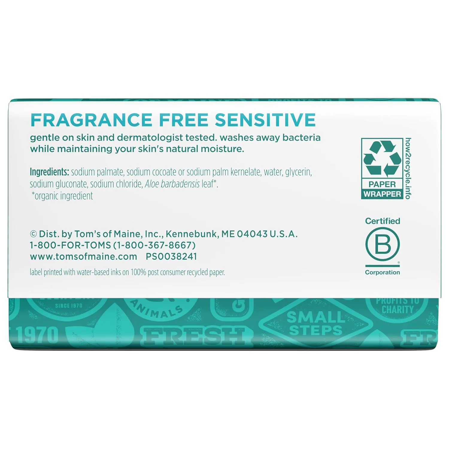 Tom’s of Maine Natural Beauty Bar Soap For Women and Men, Fragrance Free, Sensitive Skin, 5 oz Bar (Pack of 6)