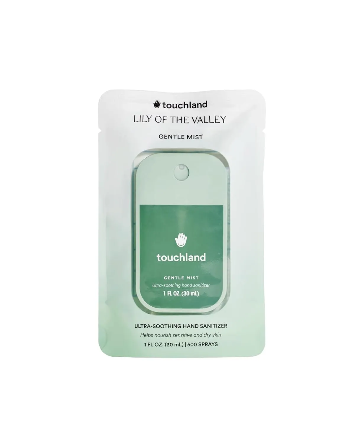 Touchland Gentle Mist Ultra-Soothing Hand Sanitizer Spray, Lily Of The Valley scented, 1FL. OZ. Travel Size