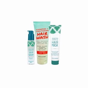 Trader joes hair set - Shea Butter & Coconut Oil Hair Mask (5.1 Fl Oz), Shea Butter & Coconut Oil Hair Serum (2.75 Fl Oz and Cleansing & Conditioning Hair Wash (8 Fl Oz), White