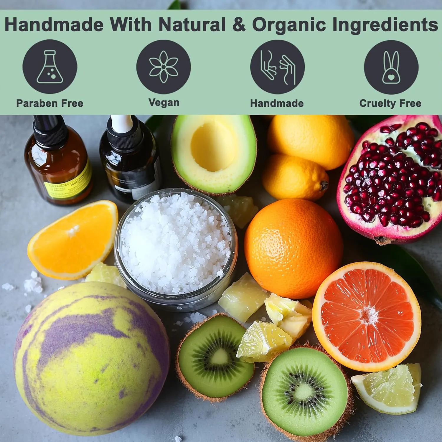 Tropical Fruit Bath Fizzies Set - 12 Large Bubble Bathbombs with Natural Essential Oils in Fruity Scents - Vegan Fizzy Bath Bombs Has Moisturizing Shea Butter and Coconut Oil