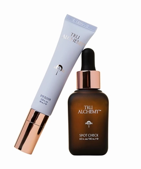 Tru Alchemy Spot Check   Eye Elixir Bundle | Brightening Serum   Spot Corrector with Niacinamide, TriDroxy Acid Blend, Hyaluronix   Cooling Eye Treatment with Hyaluronix, Caffeine, & Vitamin C