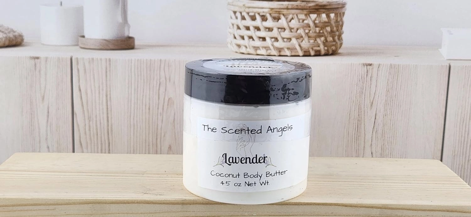 TSA Handmade Whipped Coconut Lavender Body Butter Cream, Luxury Body Lotion for Dry Skin, Daily Moisturizing Vitamin E, Meadowfoam Seed Oil, and Jojoba Oil, Mothers, Fathers, Women, Men, Teens, 4.5 oz