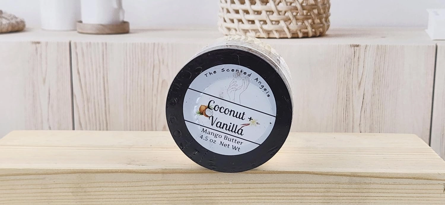 TSA Handmade Whipped Mango Coconut Vanilla Body Butter Cream, Luxury Body Lotion for Dry Skin, Daily Moisturizing Shea Butter, Sunflower Oil, Mothers, Fathers, Women, Men, Teens, 4.5 oz Jar (Coconut Vanilla, 4.5 ounces)