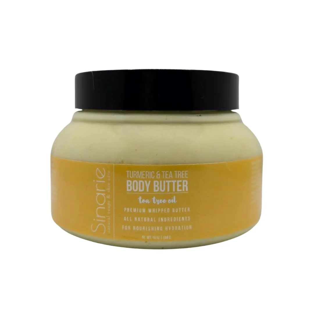 Turmeric & Tea Tree Body Butter – Natural Hydrating Moisturizer with Coconut Oil, Mango & Shorea Butter – Nourishing Cream for Soft, Smooth Skin – Non-Greasy Formula (10 oz., Tea Tree)