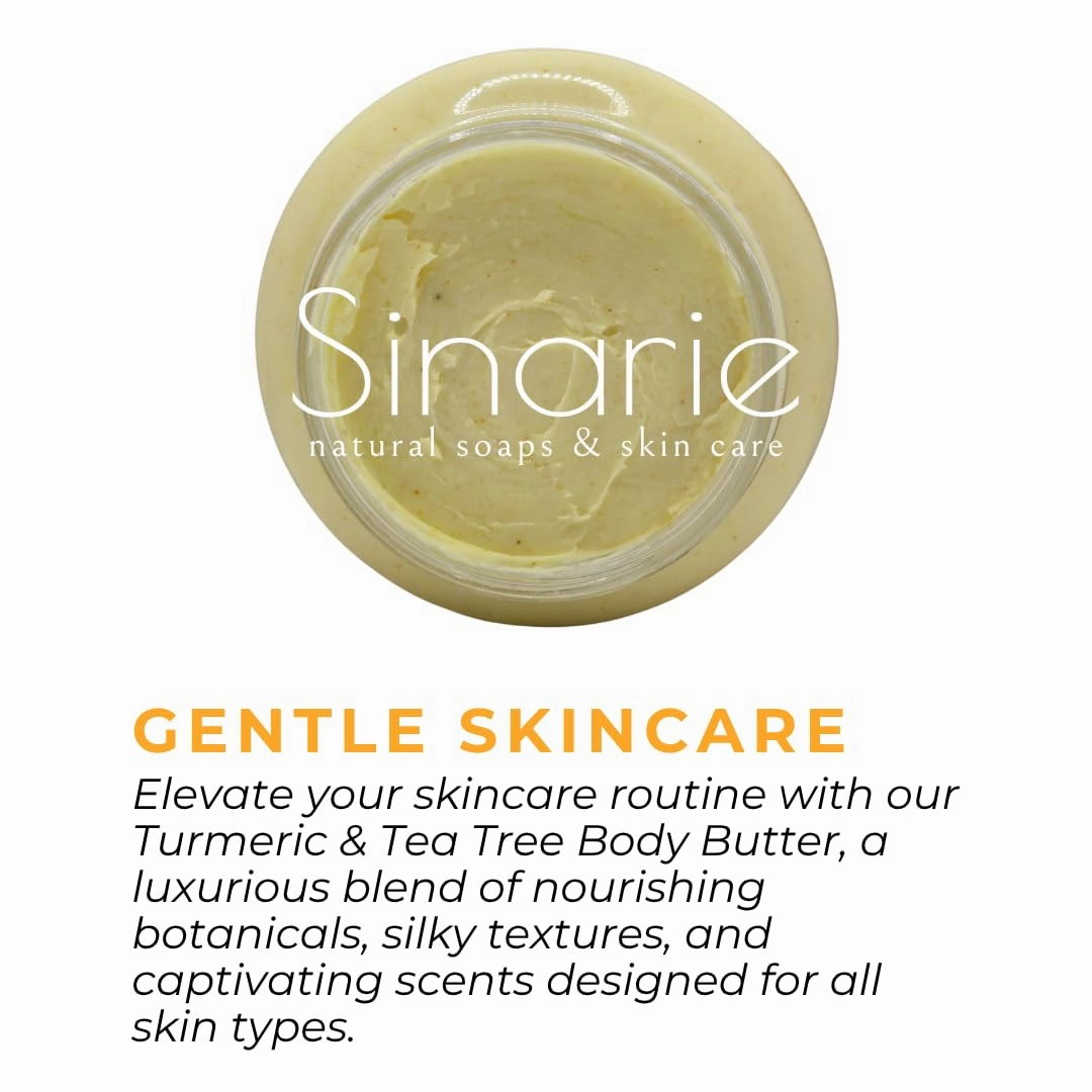 Turmeric & Tea Tree Body Butter – Natural Hydrating Moisturizer with Coconut Oil, Mango & Shorea Butter – Nourishing Cream for Soft, Smooth Skin – Non-Greasy Formula (5 oz., Tea Tree)