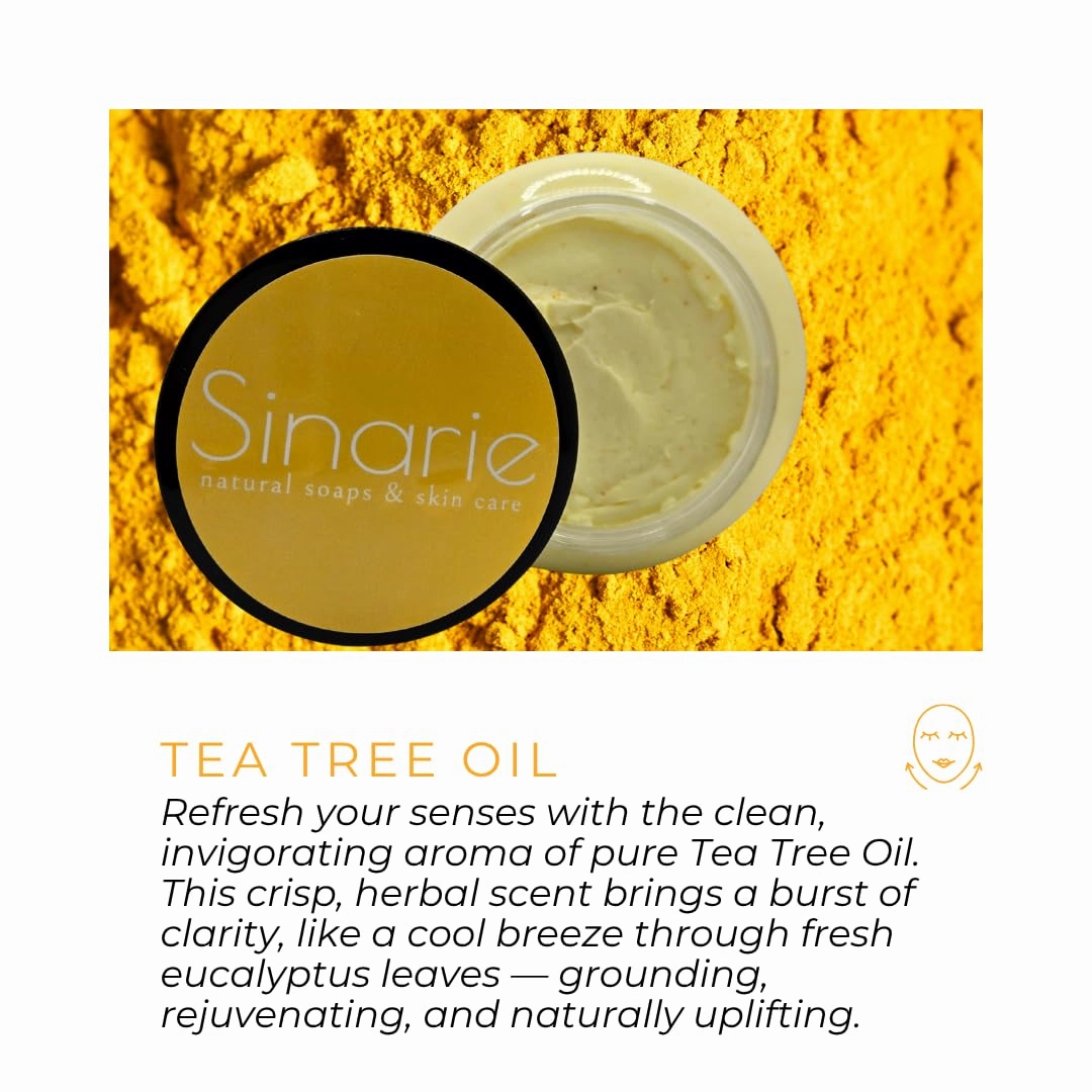 Turmeric & Tea Tree Body Butter – Natural Hydrating Moisturizer with Coconut Oil, Mango & Shorea Butter – Nourishing Cream for Soft, Smooth Skin – Non-Greasy Formula (5 oz., Tea Tree)