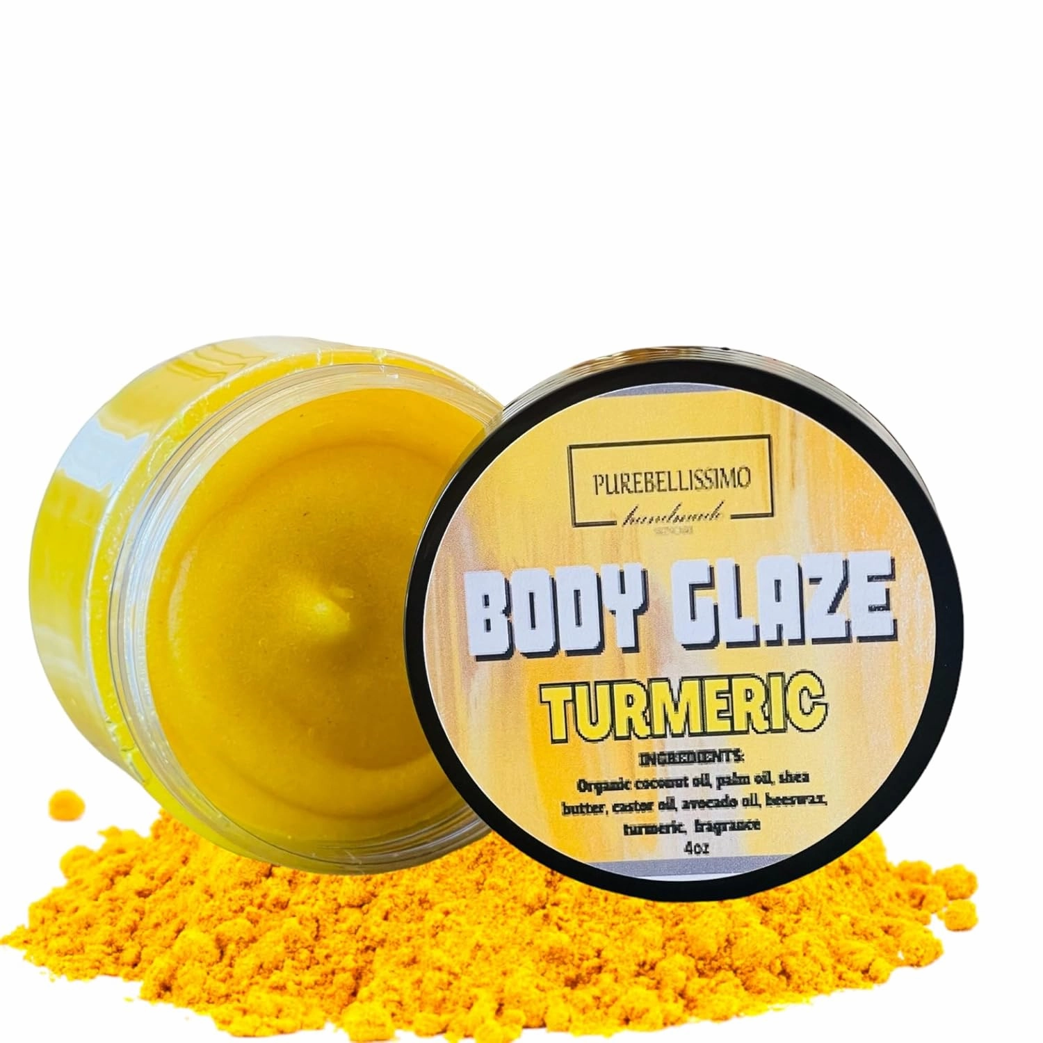 Turmeric Body Glaze Butter, Turmeric Cream, Ultra Light, Fast Absorbing, Super Moisturizing Turmeric Body Butter, Dry Skin, Made with Organic Coconut