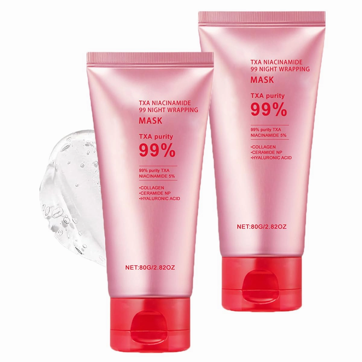 TXA Niacinamide 99 night Wrapping Mask, Wrapping Peel Off Facial Mask, Elasticity & Hydration Care, Reduces Dullness(2.82oZ/PCS) (2pcs)