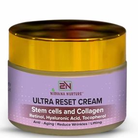 Ultra Reset Anti Aging Cream Reduce Wrinkles, Fine Lines, Boost Firmness, Elasticity -Gotu Kola Stem Cells, Collagen, Retinol, Licorice, Hyaluronic Acid, Manjistha