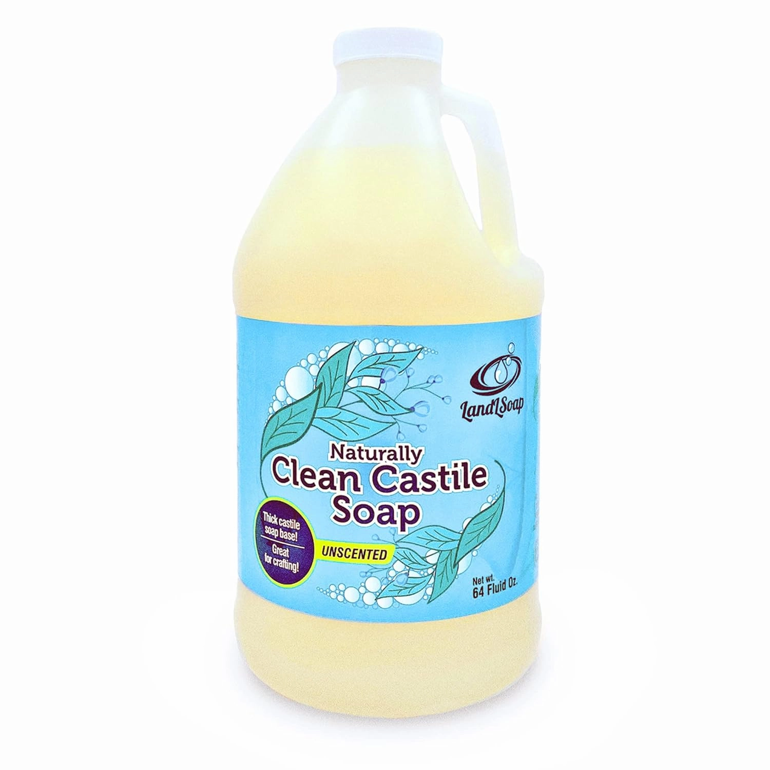 Unscented Pure Castile Liquid Soap for Face, Hand & Body Wash-Vegan, Non-GMO, Made in USA, All Skin Types, Dry & Sensitive Skin (64 fl. oz.)