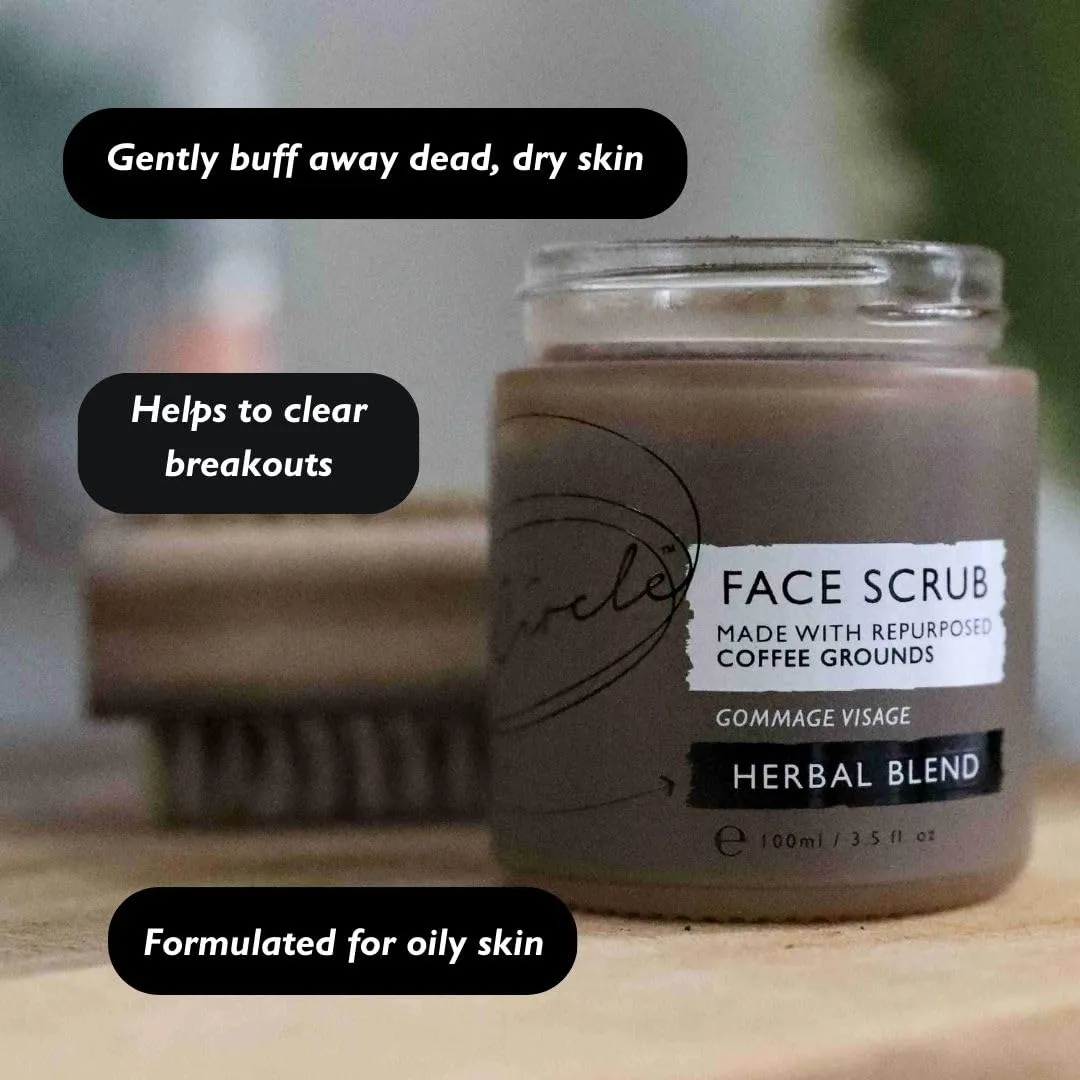UpCircle Coffee Face Scrub - Herbal Blend For Oily, Combination   Spot Prone Skin 3.5oz - Tea Tree, Shea Butter, Coconut   Rosehip Oil - Natural, Vegan Face Exfoliator For Soft, Smooth Skin