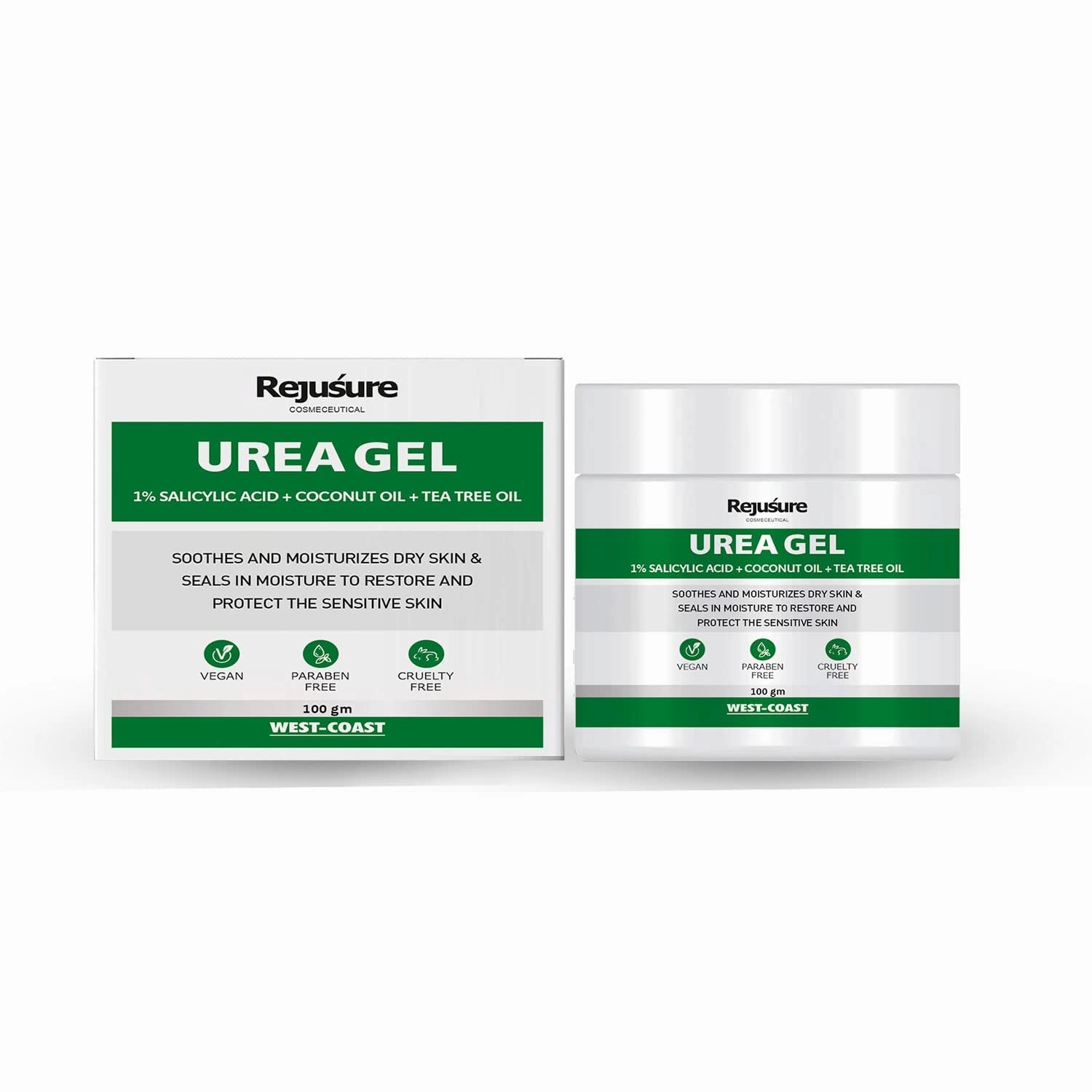 Urea Gel With 1% Salicylic Acid   Coconut Oil   Tea Tree Oil Fast Absorbing For Dry/Sensitive Skin, Softens & Moisturizes Skin For Face, Body & Foot – 100gm