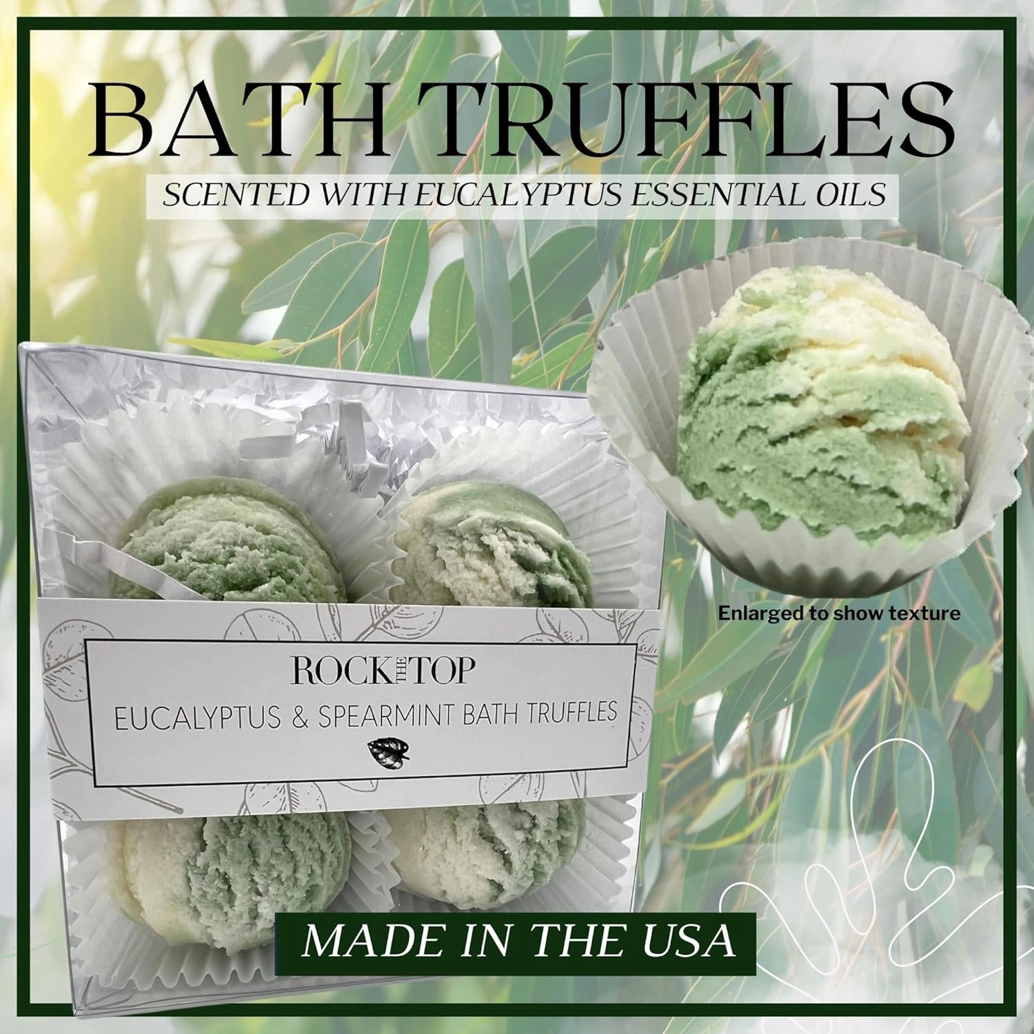 USA MADE | Eucalyptus Spearmint Spa Gift Baskets for Women. 6 Cold & Stress Self Care Gifts, Aromatherapy Epsom Salt Bath Soak, Bath Soap, Bath Bombs (Truffle), Bath Salts Gift Basket.
