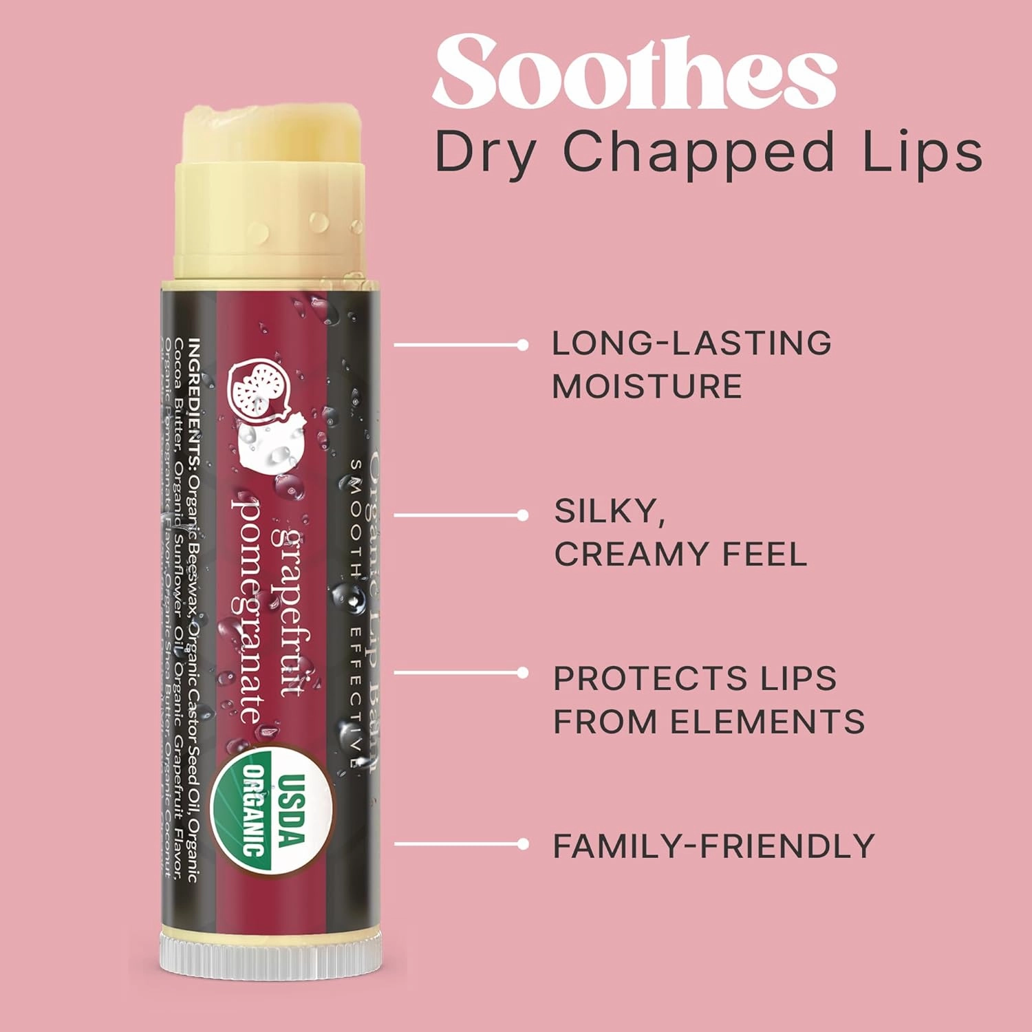 USDA Organic Lip Balm - USA Made with Natural Ingredients, 4 Pack Multi Flavor Lips Moisturizer, Moisturizing Lip Care, Beauty Gifts & Small Birthday Gifts, Moisturizer Chapstick Care for Dry Lips