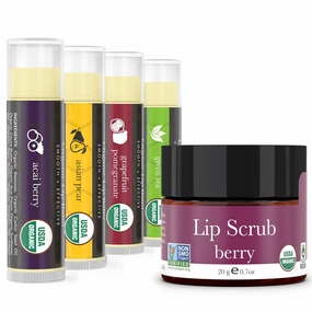USDA Organic Lip Balm & Scrub - USA Made with Natural Ingredients, Chapstick and Sugar Lip Scrubber for Dry Lips