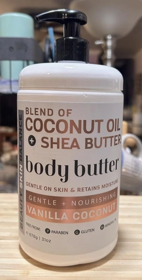 Vanilla Coconut Body Butter with Coconut Oil and Shea Butter, Gentle and Nourishing, Paraben-Free, 31oz