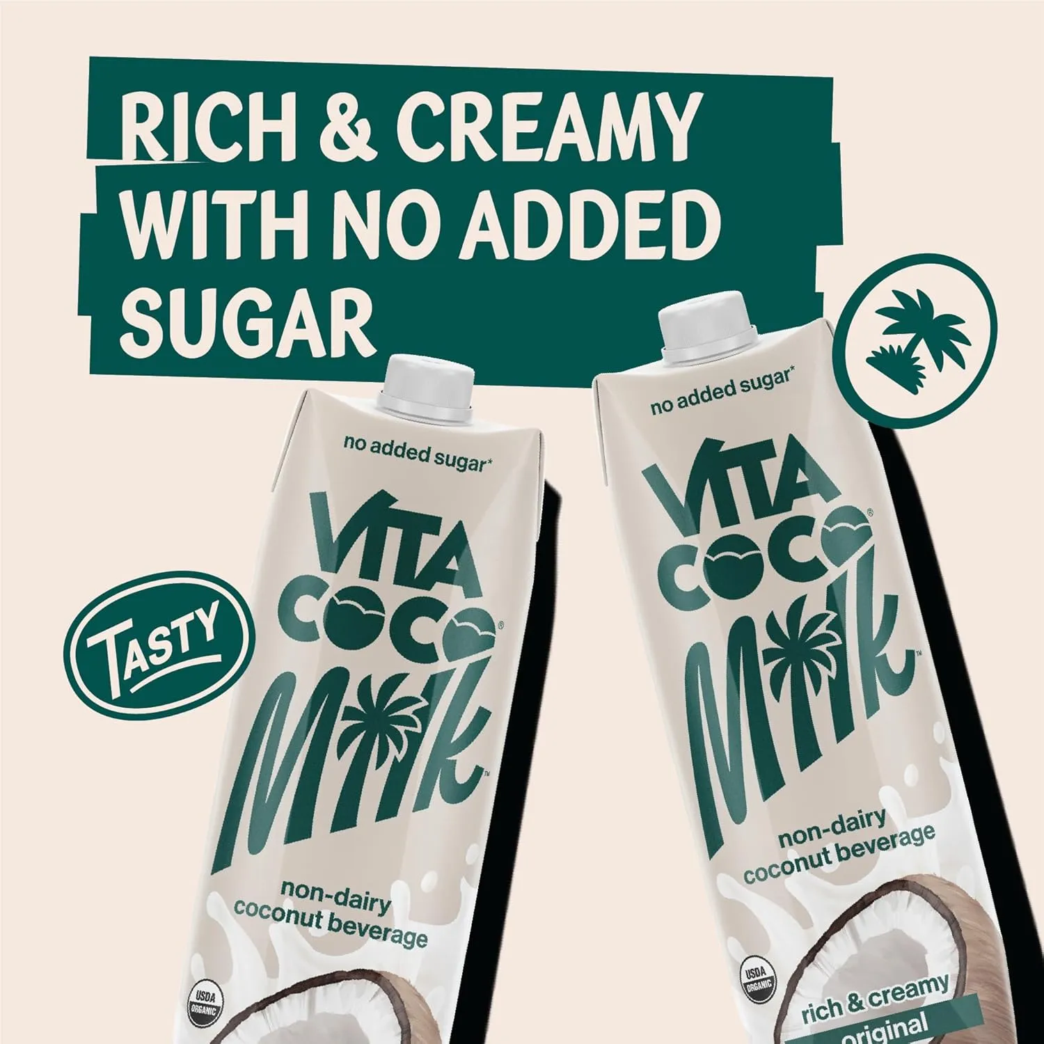 Vita Coco Original Organic Coconut Milk, Plant Based, Dairy Free Milk Alternative - Gluten Free, Soy Free, and Unsweetened, No Added Sugar - Perfect Add to Cereal, Smoothies, Desserts - 33.8 Ounce (Pack of 6)