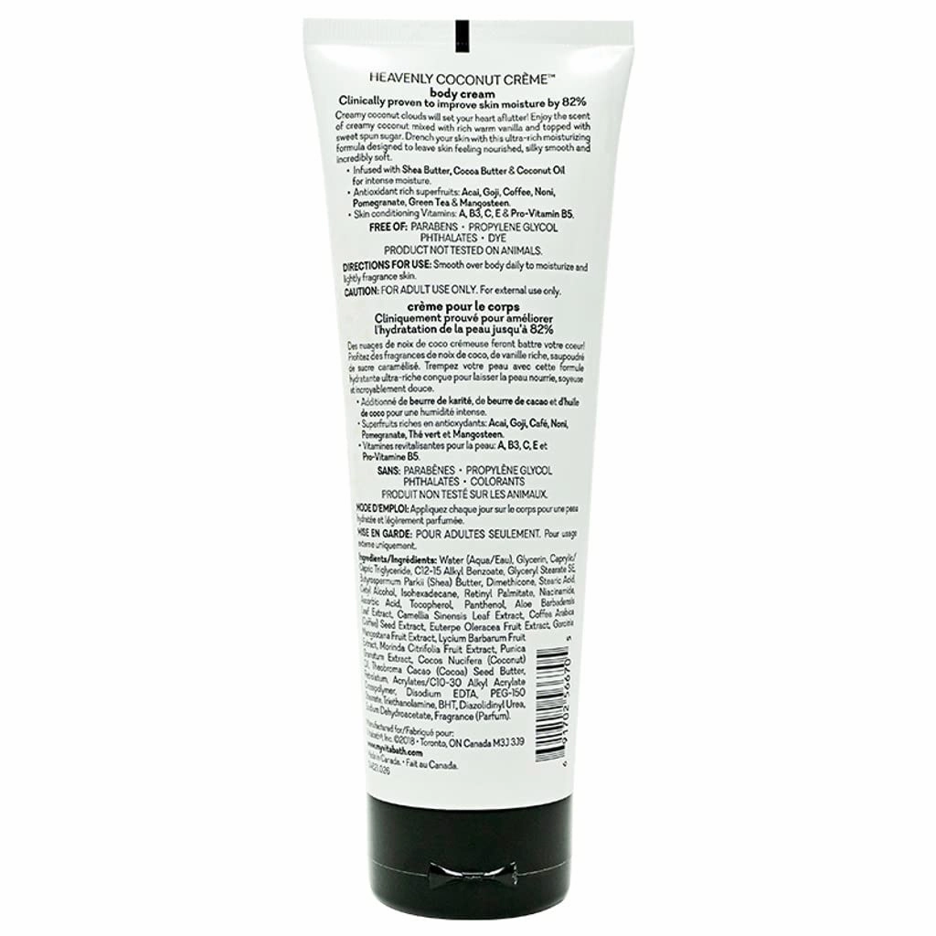 Vitabath Heavenly Coconut Creme Moisturizing Body Cream - Soothing Hydration Vitamin & Nutrient Skin Care - Replenishing All Over Dry Skin Lotion Moisturizer for Women & Men - 8 Ounce