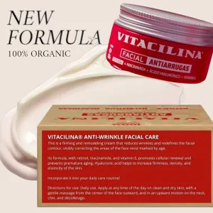 Vitacilin Anti-Wrinkle and Moisturizing Facial Cream Set, 2 Pack, Organic Formula with Retinol, Niacinamide, Hyaluronic Acid, Collagen Peptides