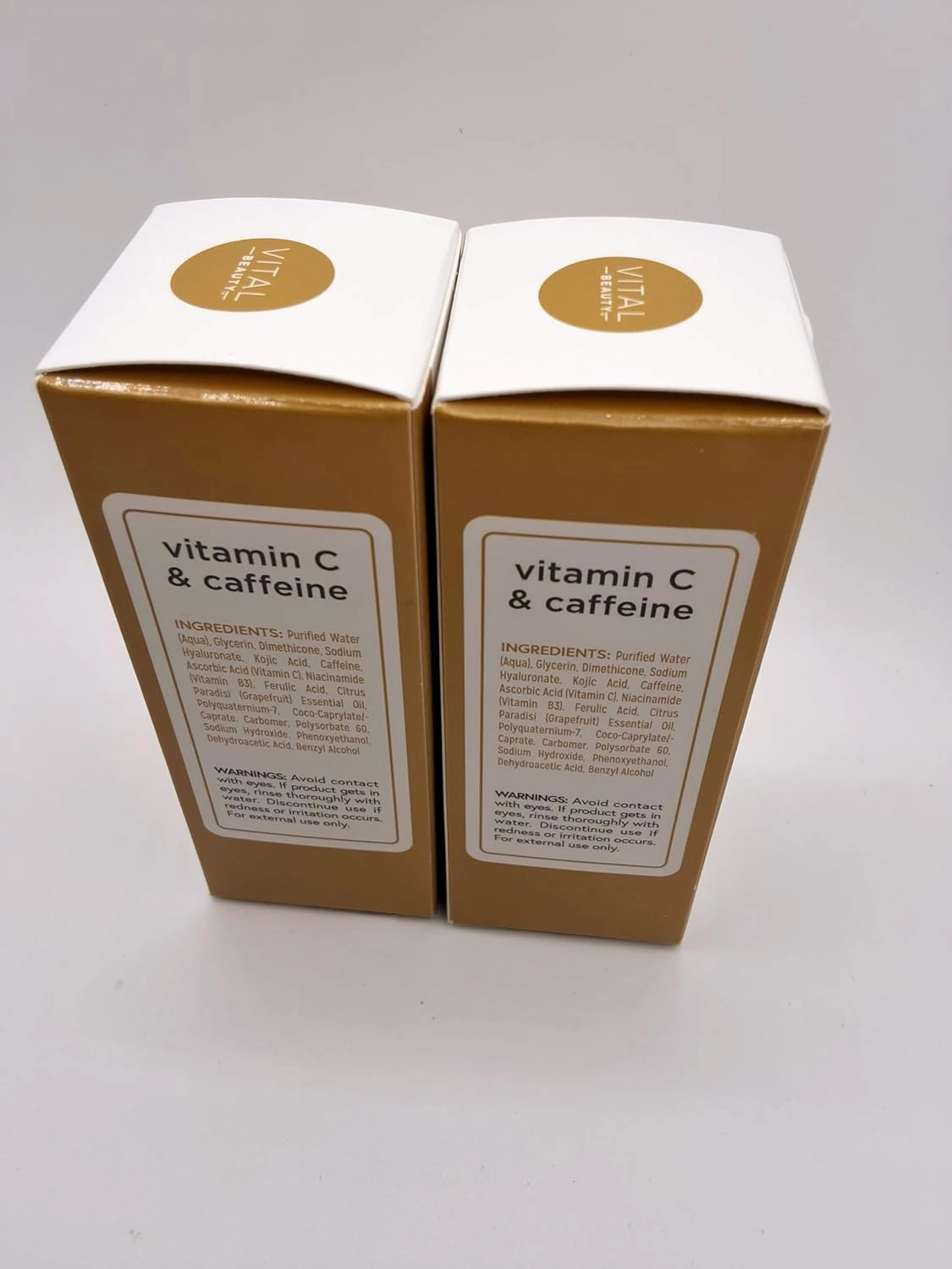 Vital Beauty Dark Spot Corrector Serum with Vitamin C and Caffeine, Power Glow Formula, 1 fl oz, pack of 2.