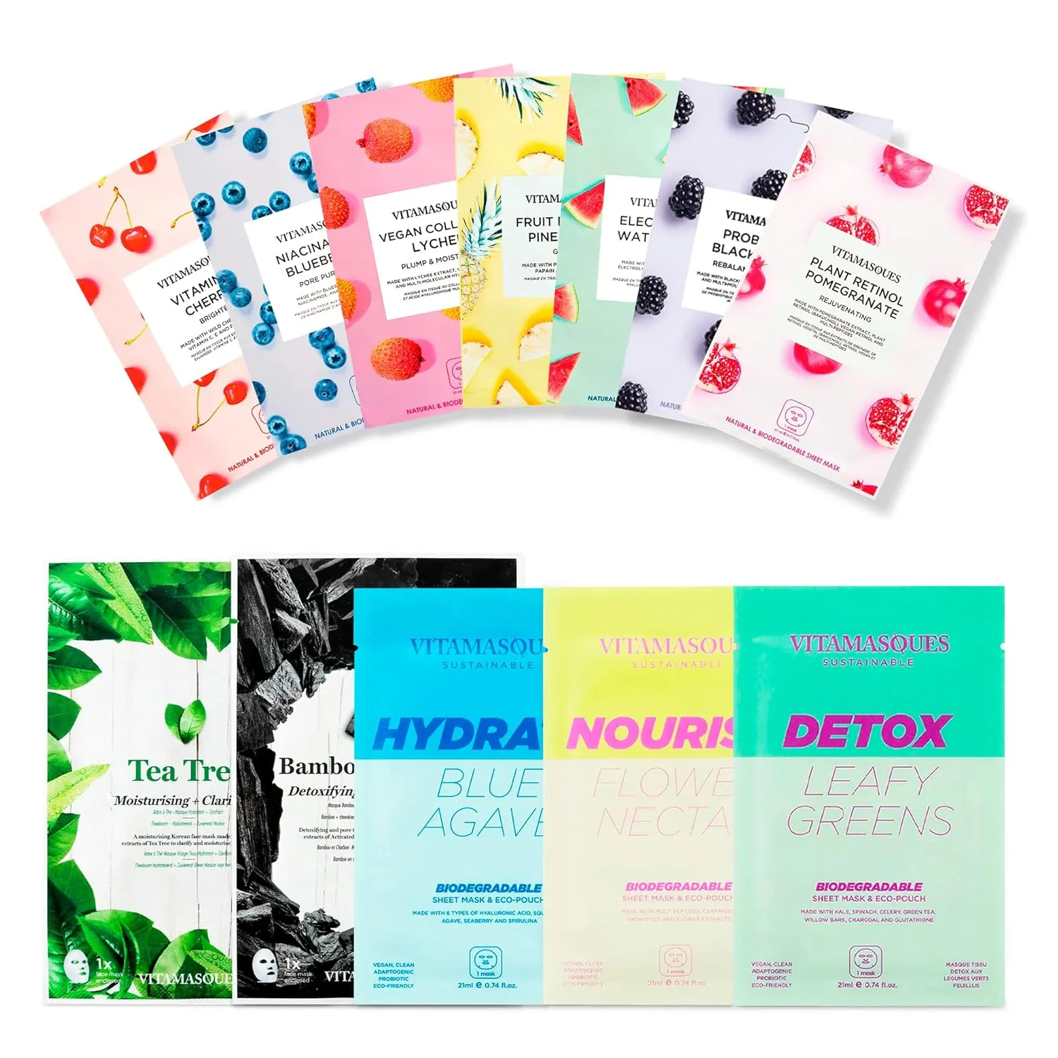 Vitamasques Korean Face Mask Bundle - Juicy Face Sheet Mask & Skin Saver Acne Kit