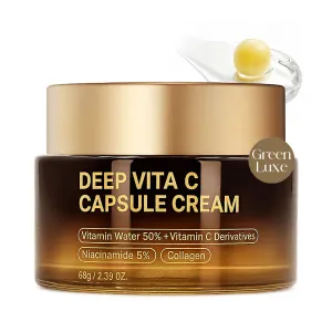 Vitamin C Capsule Face Cream with Collagen & Niacinamide - Anti Wrinkles, Firming, Repairing, Hydrating Skin Care 2.39 oz