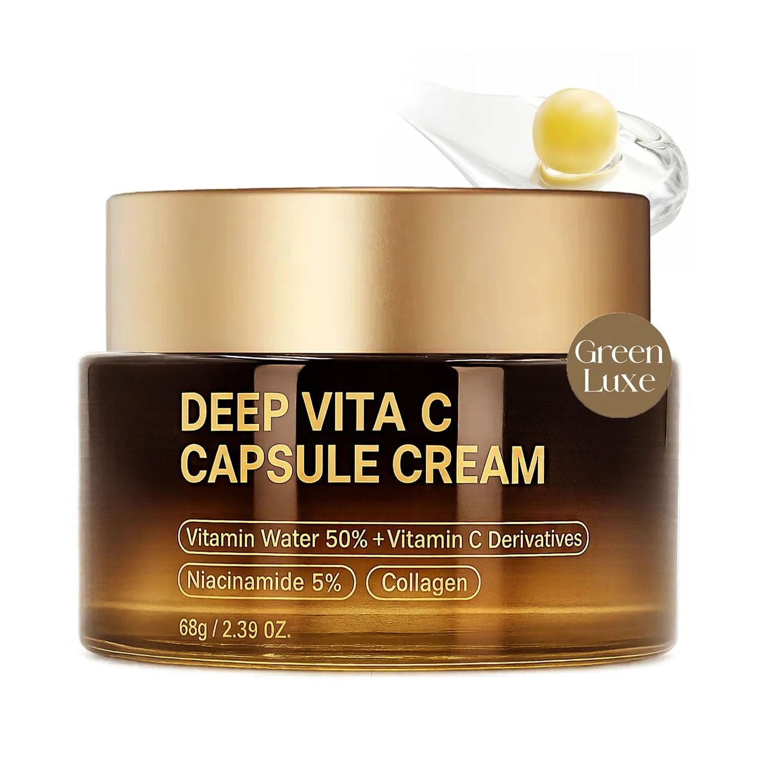 Vitamin C Capsule Face Cream with Collagen & Niacinamide - Anti Wrinkles, Firming, Repairing, Hydrating Skin Care 2.39 oz