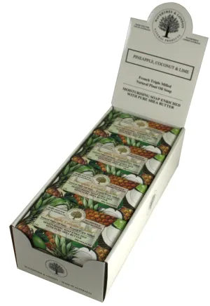 Wavertree & London Pineapple, Coconut & Lime Scented Natural Soap (8 Bars), 7oz Moisturizing French Triple Milled Soap Bars enriched with shea butter - Plant Oil Bath & Body Soap for All Skin Types
