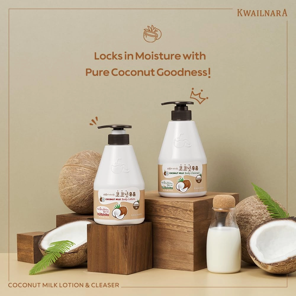 WELCOS KWAILNARA Coconut Milk Body Wash – Korean Body Wash with Coconut Extract for Hydrated, Silky Skin 560 g / 19.75 oz.