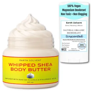 Whipped Shea Body Butter Infused with Dead Sea Minerals & Hyaluronic Acid | Whipped Shea Butter   Mango Butter Super Hydrating Repairing & Moisturizing (11 FL Oz, Unscented Skincare)