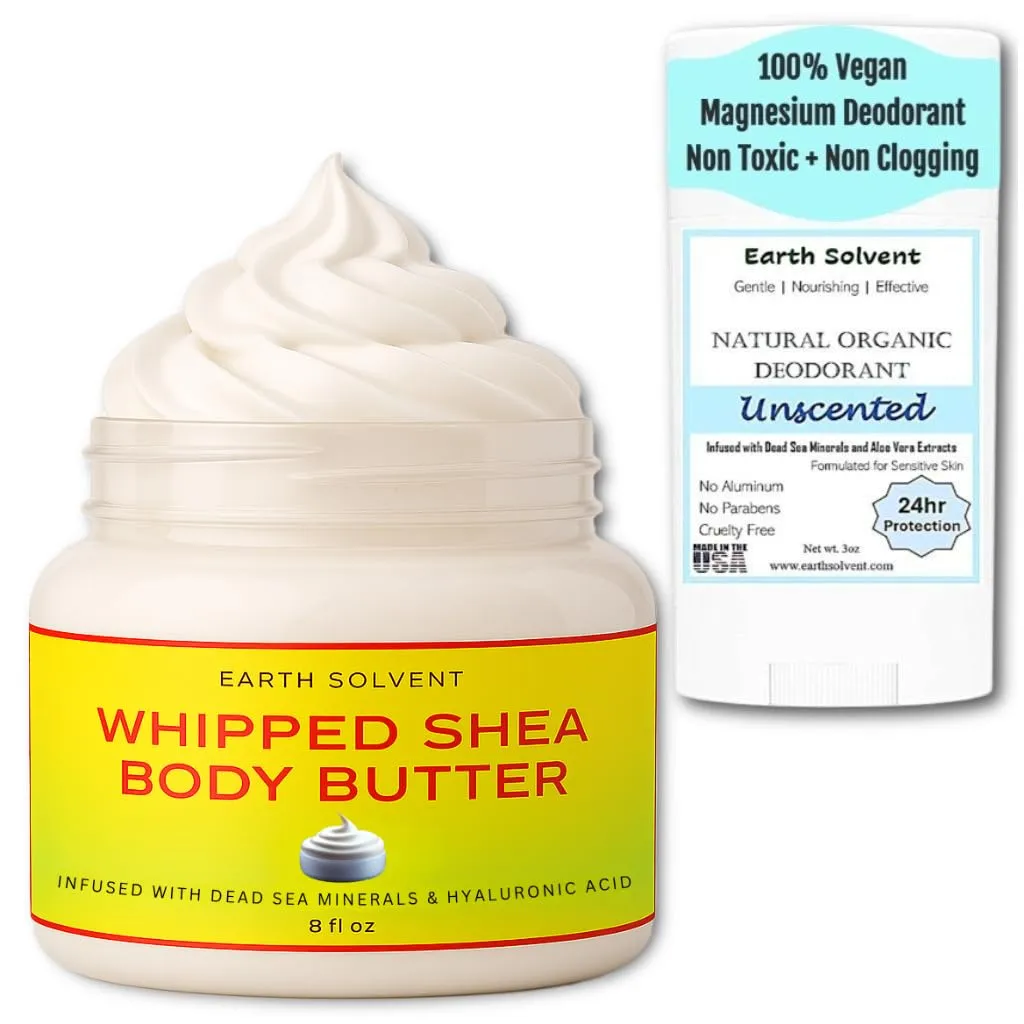 Whipped Shea Body Butter Infused with Dead Sea Minerals & Hyaluronic Acid | Whipped Shea Butter   Mango Butter Super Hydrating Repairing & Moisturizing (11 FL Oz, Unscented Skincare)