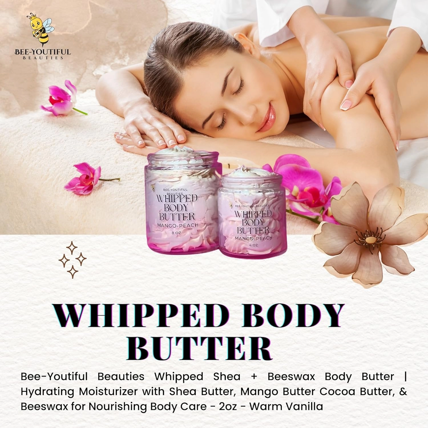 Whipped Shea   Beeswax Body Butter | Hydrating Moisturizer with Shea Butter, Mango Butter Cocoa Butter, & Beeswax for Nourishing Body Care - 8oz - Coconut Lime
