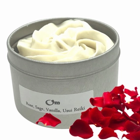 Whipped Shea Body Butter For Skin - Amplified with Reiki Healing Hands & Energy Medicine -"Om" Moisturizer For Hand & Face - Natural Skin Therapy 4oz