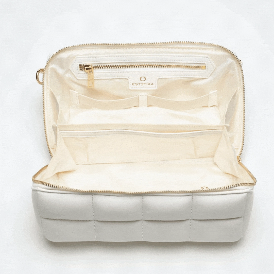 White Makeup Bag - Luxury Designer Cosmetic Case - The HOMEE