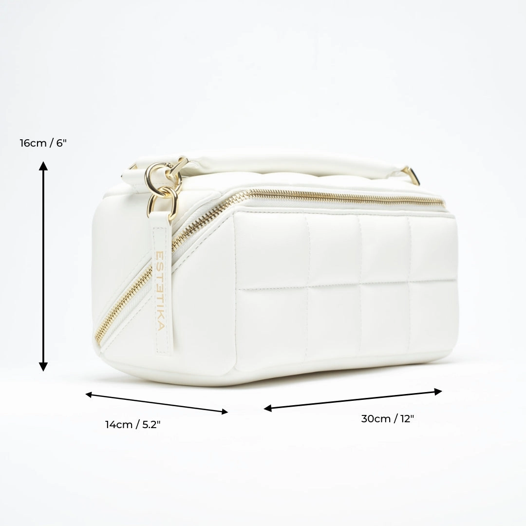 White Makeup Bag - Luxury Designer Cosmetic Case - The HOMEE