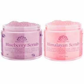 White Naturals Himalayan Body Scrub and Blueberry Scrub Bundle – Exfoliating Salt Scrub and Moisturizing Scrub Combo