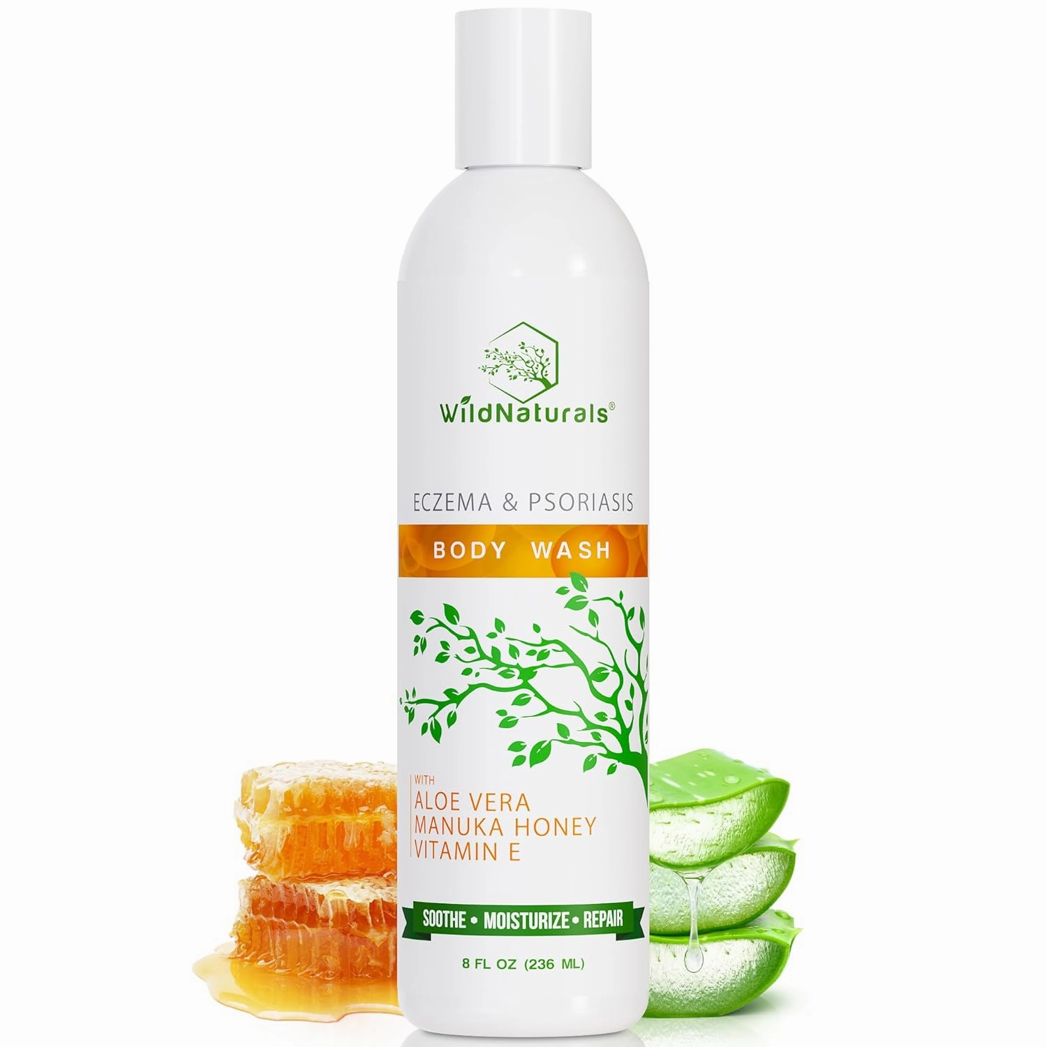 Wild Naturals Organic Body Wash – Moisturizing & Exfoliating Wash for Sensitive, Dry, Itchy Skin – Hydrating Hypoallergenic Body Wash for Men & Women