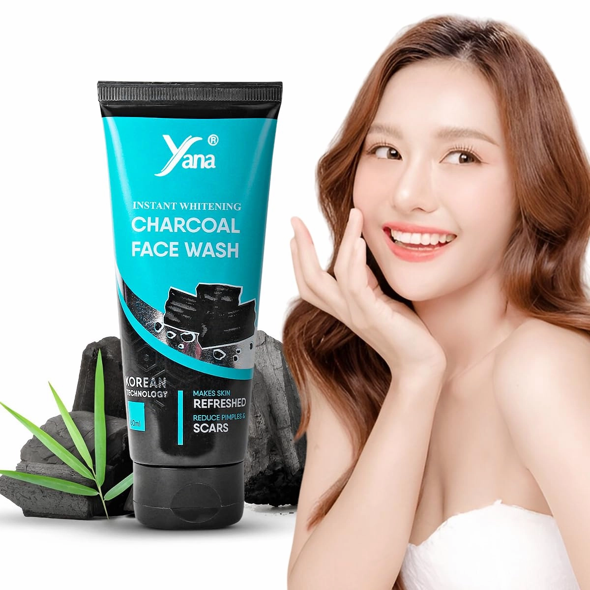 Yana Charcoal Face Wash & Cleanser Clean & Clear Skin Sensitive For Women By Korean Technoloy