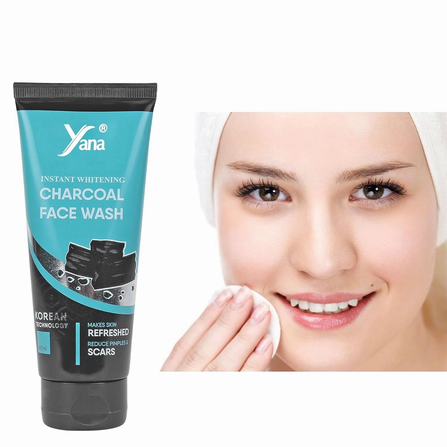 Yana Charcoal Face Wash travel size & Cleanser Clean & Clear Skin Daily For Women By Korean Technoloy | Charcoal Face Wash Scrub | Side-effect Free