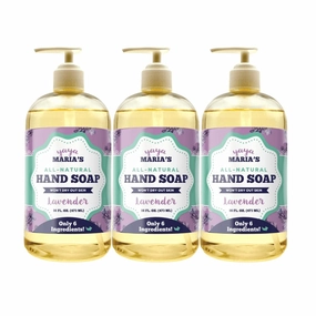 Yaya Maria's Natural Hand Soap, Only 6 Ingredients, 100% Nontoxic, Keeps Hands Soft, Cruelty-Free, Lavender, Liquid, 16 OZ, 3-Pack