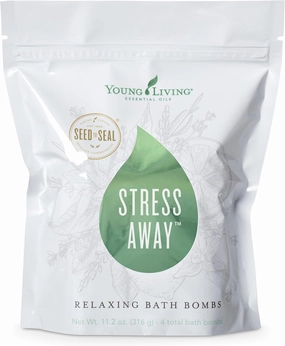 Young Living Stress Away Relaxing Bath Bombs - 4 ct - Stress-Relief, Relaxation, Natural Aromatherapy, Skin-Pampering Products, at-Home Spa Night & Moisturizing Fizzies