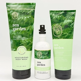 Zen Garden 3-Piece Bath & Body Bundle | Aroma Moisturizing Body Wash, Essential Oil Mist and Moisturizing Body Cream
