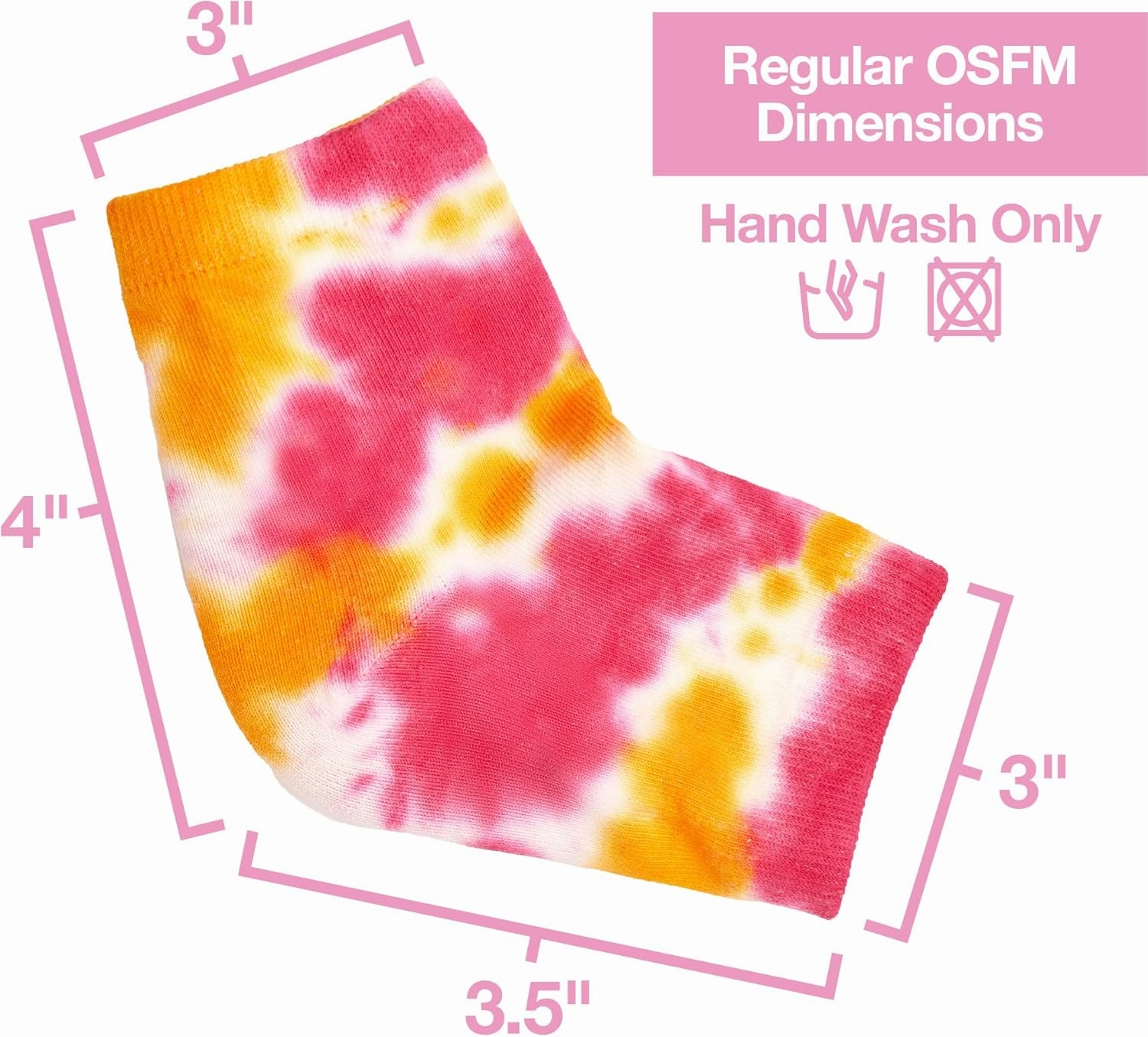 ZenToes Moisturizing Heel Socks 2 Pairs Gel Lined Toeless Spa Socks to Heal and Treat Dry, Cracked Heels While You Sleep (Regular, Pink Tie Dye)