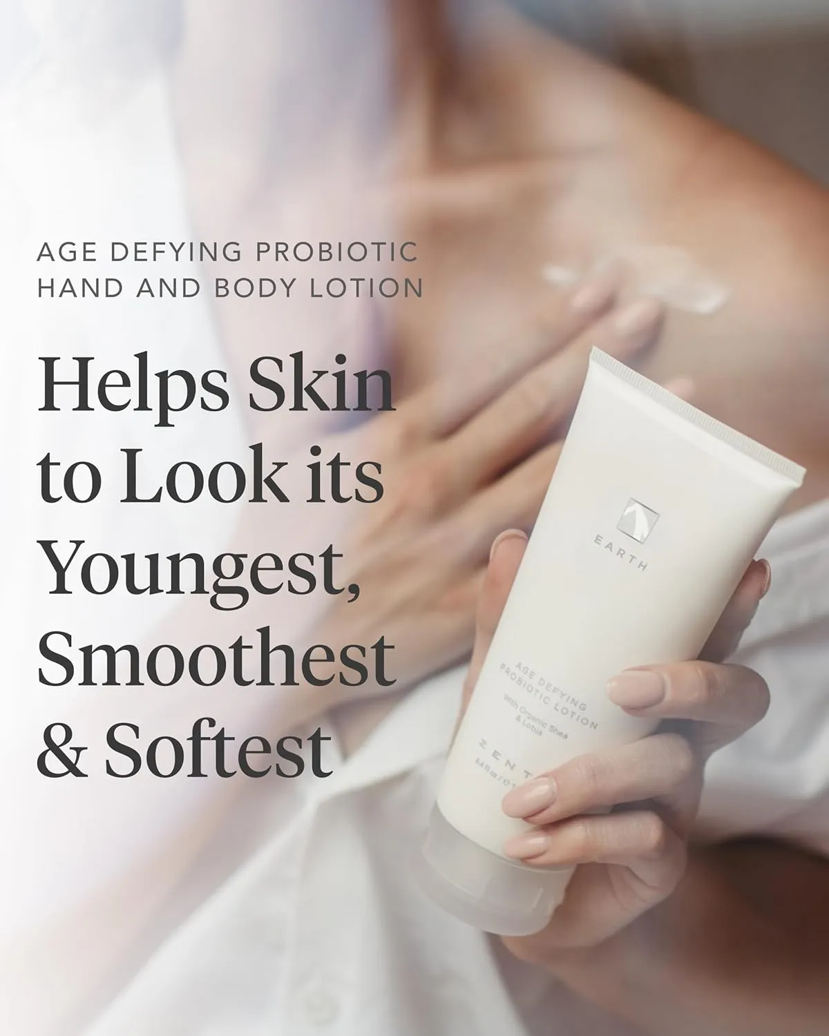 Zents Age-Defying Probiotic Body & Hand Lotion (Earth) | Moisturizing Lotion with Hyaluronic Acid & Organic Shea Butter | Nourishes & Hydrates Skin | 6.4 fl oz
