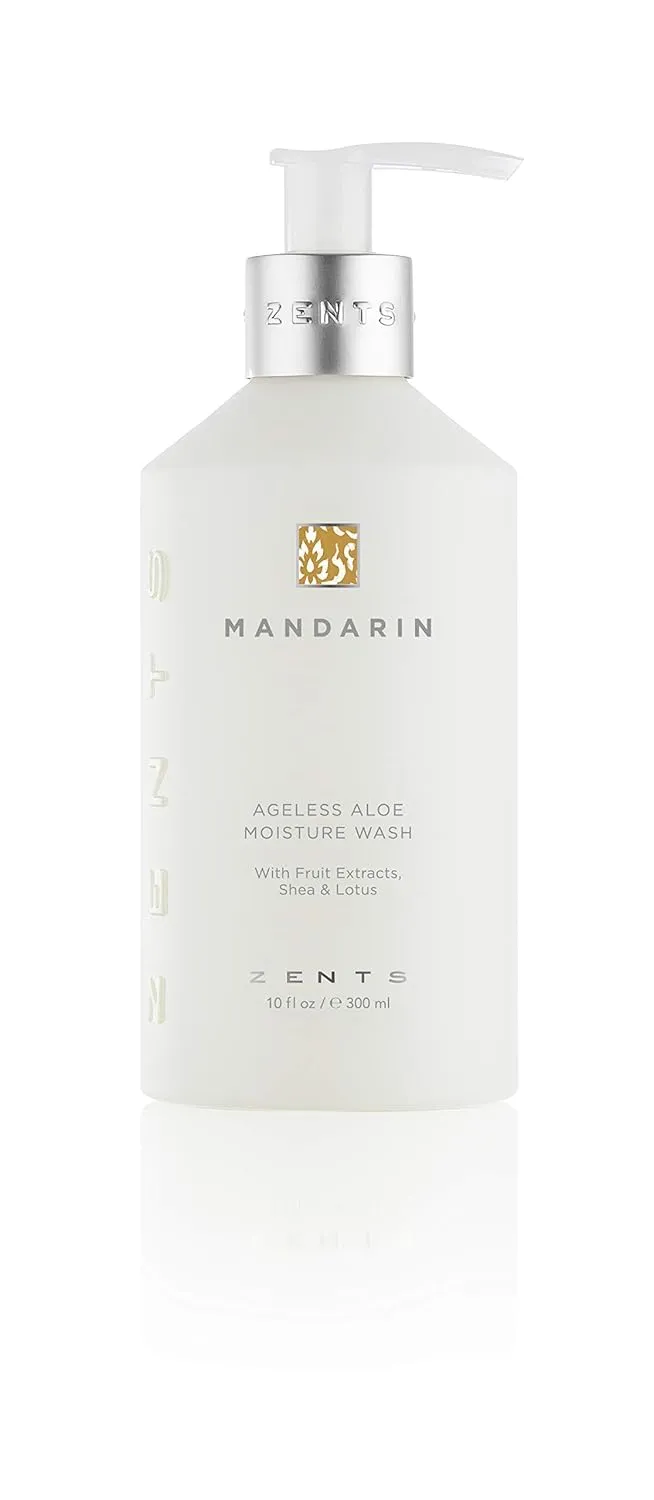 Zents Hand & Body Wash (Mandarin Fragrance) | Hydrating Anti-Aging Cleanser with Organic Shea Butter & Aloe for Dry Skin | Gentle & Nourishing | 10 fl oz