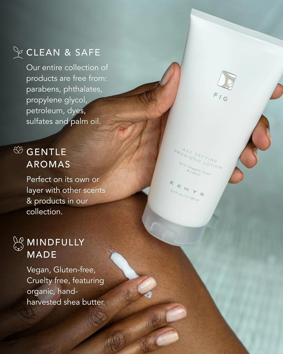 Zents Age-Defying Probiotic Body & Hand Lotion (Fig) | Moisturizing Lotion with Hyaluronic Acid & Organic Shea Butter | Nourishes & Hydrates Skin | 6.4 fl oz